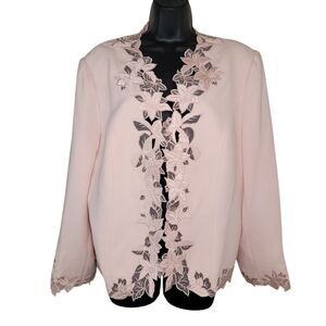 Carissimo Peach Floral lace open front 80s Jacket Size 16